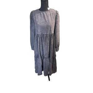 Idem Ditto Black Denim Tiered Dress – Edgy & Effortlessly Chic